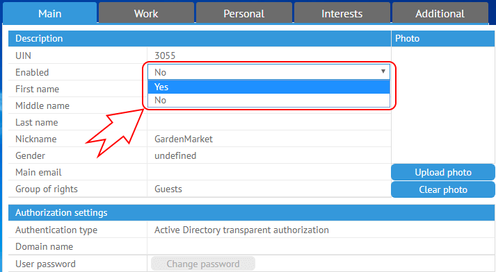 Enable profile in User management