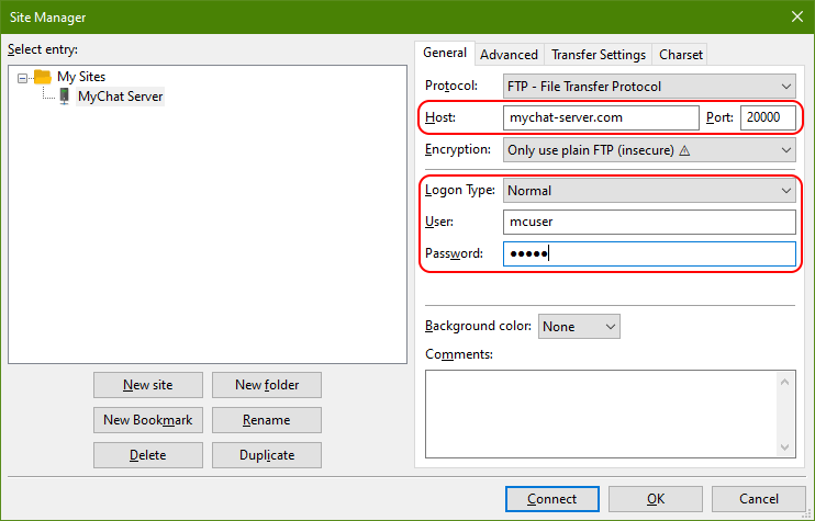 FileZilla settings