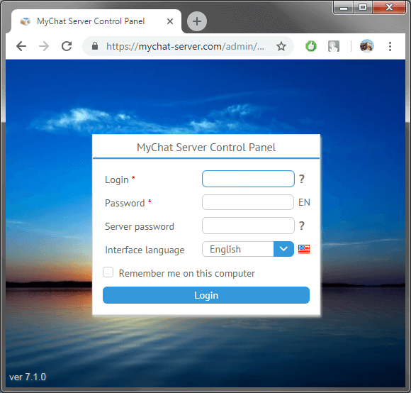 WEB-консоль для управления сервером мессенджера MyChat